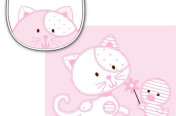 Girls kitty and duck bib and creeper appliques