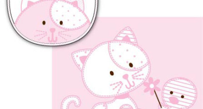Girls kitty and duck bib and creeper appliques