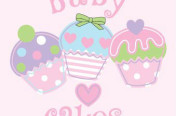 Girls sweet cupcake appliques