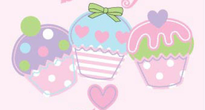 Girls sweet cupcake appliques