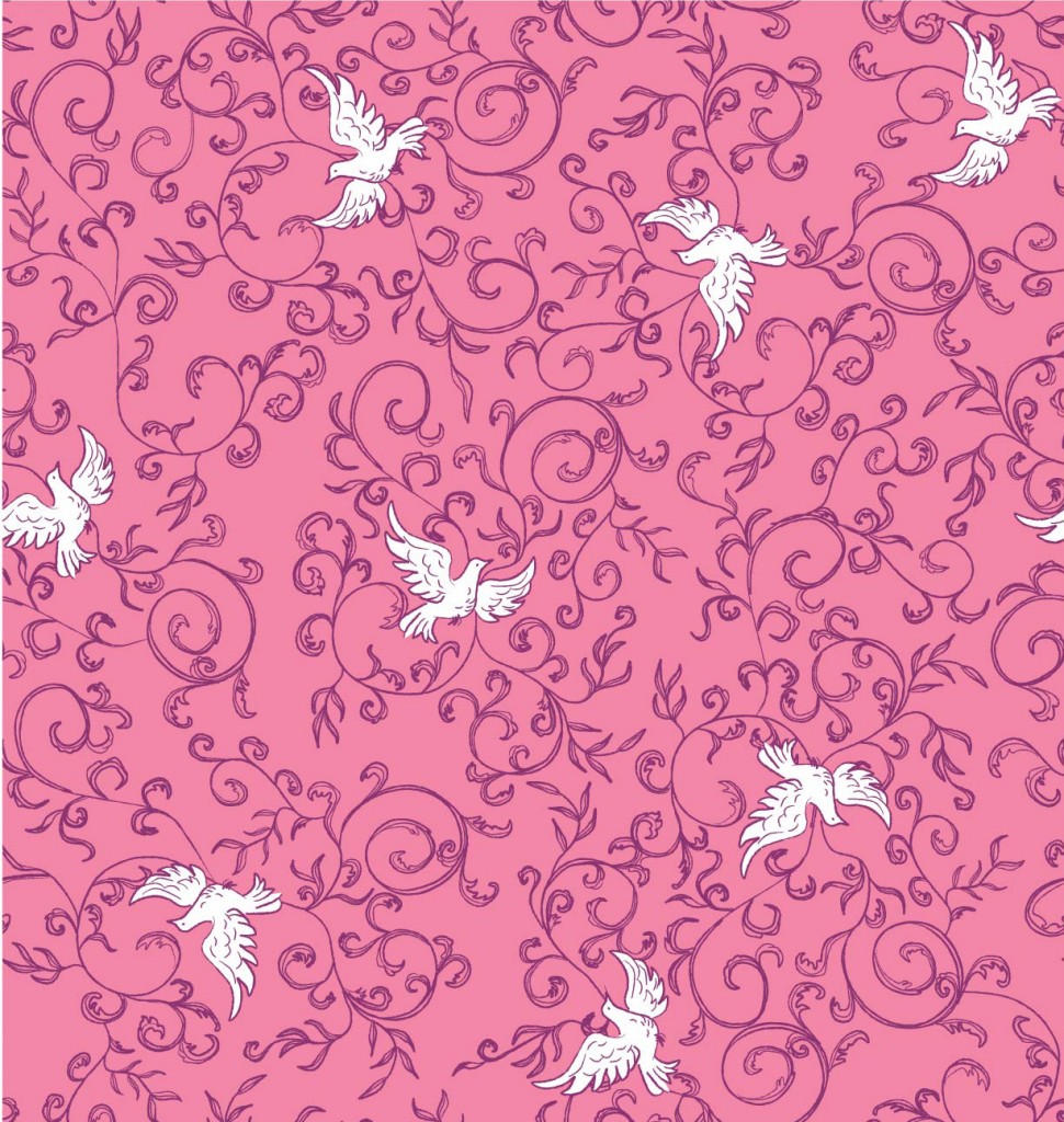 Dove with scrolls print