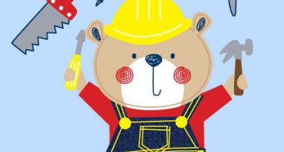 Boys Layette bear applique.