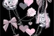 Photoreal screen print with roses, chains and bows for Junior apparel.