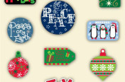 Christmas Graphics including Reindeer, Joy, Penguins, Peace, etc.