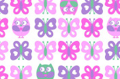 Butterflies with Owls Print
