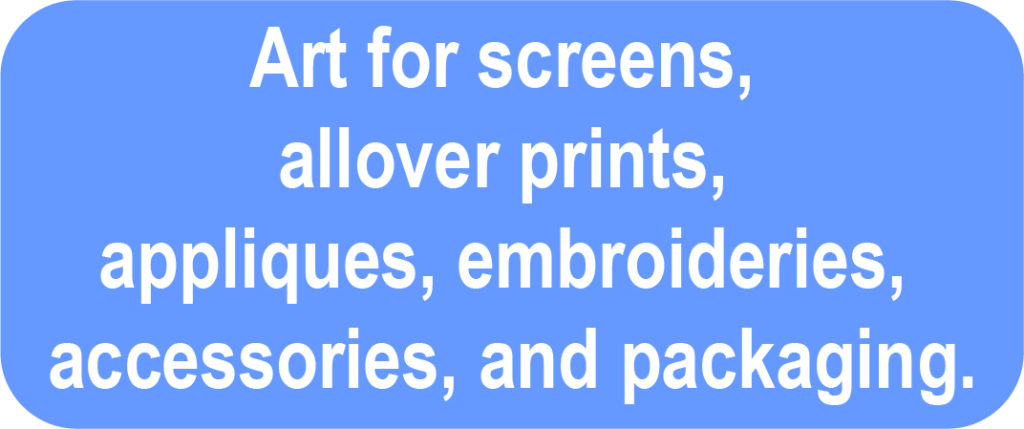 Layette art for screenprints, allover prints, appliques, embroideries, accessories, and packaging